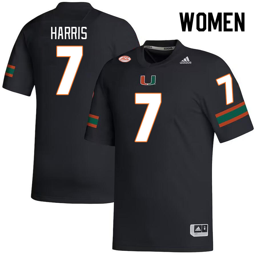 Women #7 Jaden Harris Miami Hurricanes College Football Jerseys Stitched-Black